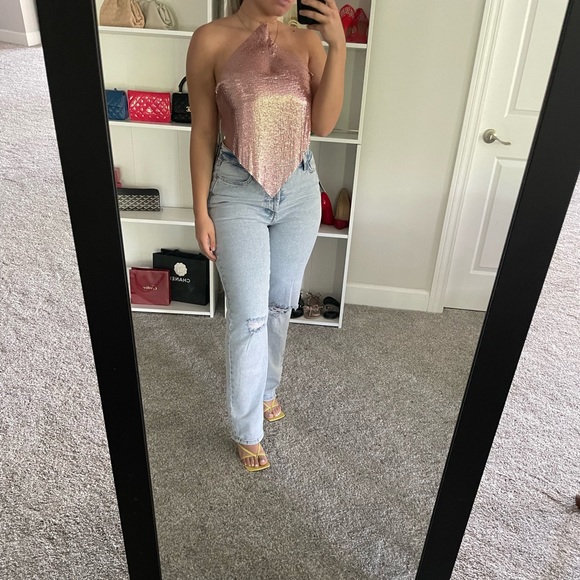 Chain Halterneck Sequin Top - Picture 2 of 6